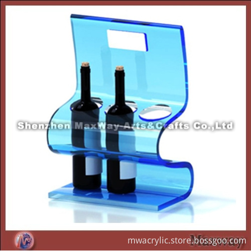 Blue Single Hot Selling Acrylic/Perspex Red Wine Display/Holder with Handle